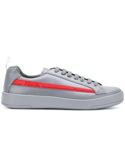 Shop Prada Graphic Low-top Sneakers In Grey