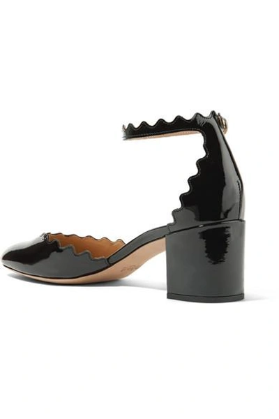 Shop Chloé Lauren Scalloped Patent-leather Pumps