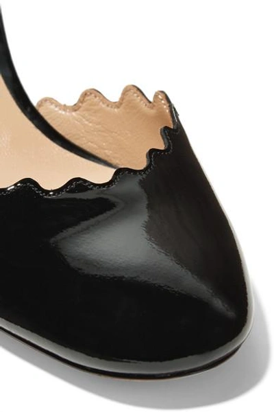 Shop Chloé Lauren Scalloped Patent-leather Pumps