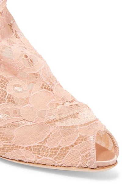 Shop Dolce & Gabbana Stretch-lace And Tulle Sock Boots In Neutral
