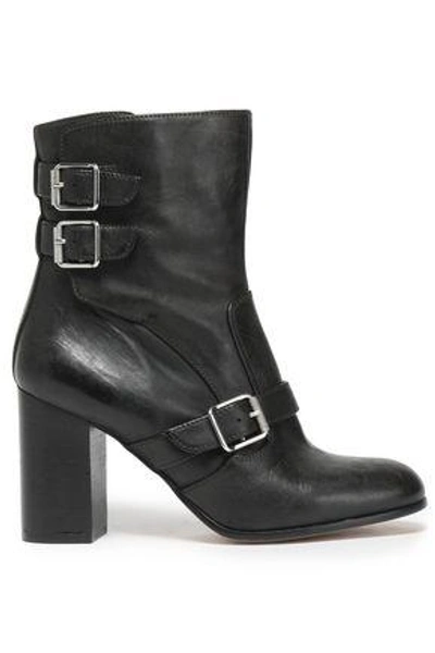 Shop Belstaff Woman Buckled Leather Ankle Boots Black