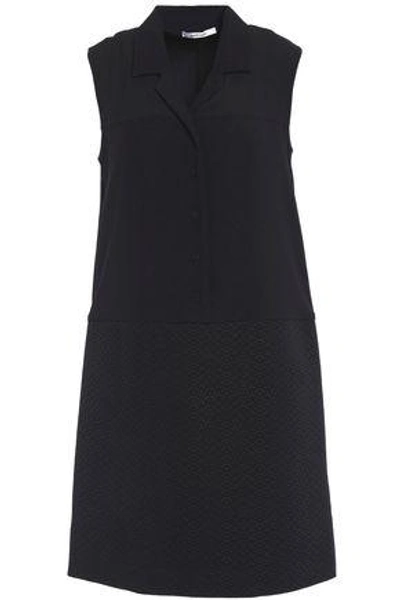 Shop Carven Woman Jacquard-paneled Cotton-blend Mini Dress Black