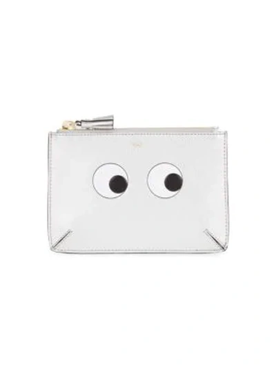 Shop Anya Hindmarch Small Eyes Loose Pocket Pouch In Silver