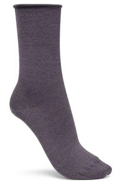 Shop Brunello Cucinelli Woman Mélange Cashmere-blend Socks Violet