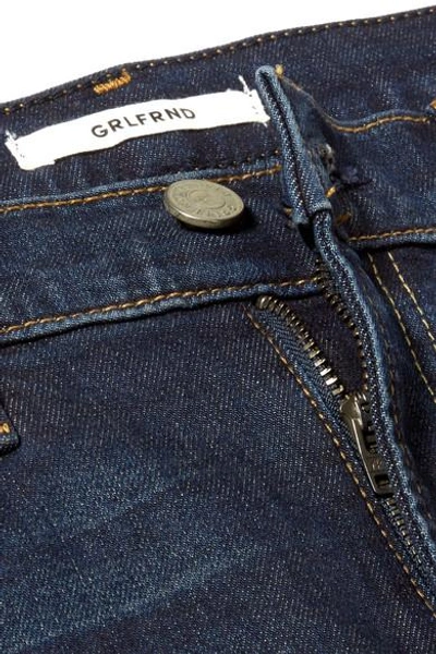 Shop Grlfrnd Kendall Distressed High-rise Skinny Jeans In Dark Denim