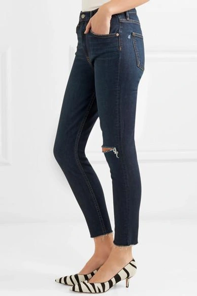 Shop Grlfrnd Kendall Distressed High-rise Skinny Jeans In Dark Denim