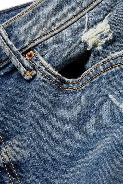 Shop Grlfrnd Kendall Petite Distressed High-rise Skinny Jeans In Mid Denim