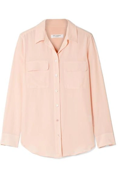 Shop Equipment Slim Signature Washed-silk Shirt In Pastel Pink