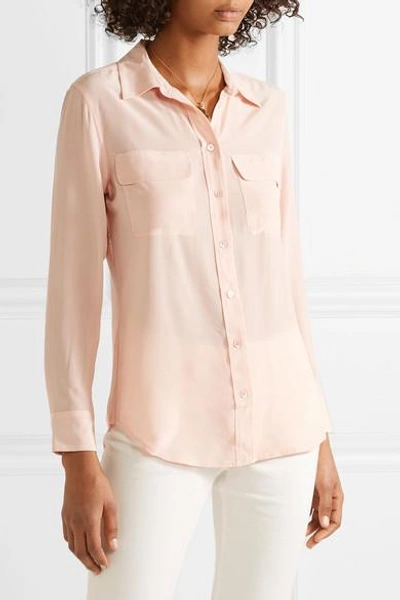 Shop Equipment Slim Signature Washed-silk Shirt In Pastel Pink