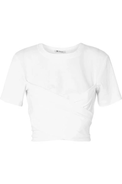 Shop Alexander Wang T Cotton-jersey Wrap T-shirt In White