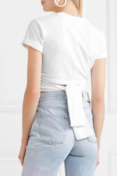 Shop Alexander Wang T Cotton-jersey Wrap T-shirt In White