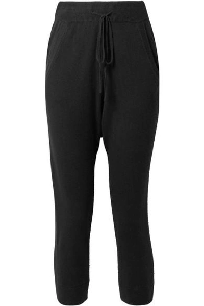 Shop Nili Lotan Janina Cropped Cashmere Track Pants In Black