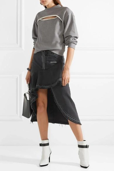 Shop Alexander Wang T Cutout French Cotton-terry Sweatshirt In Anthracite