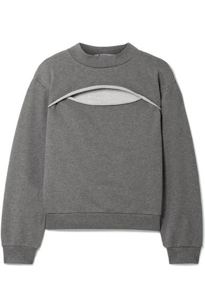 Shop Alexander Wang T Cutout French Cotton-terry Sweatshirt In Anthracite