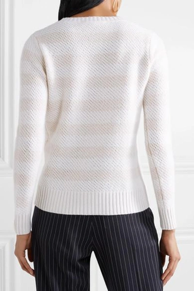 Shop Max Mara Ulisse Striped Cashmere Sweater In Beige