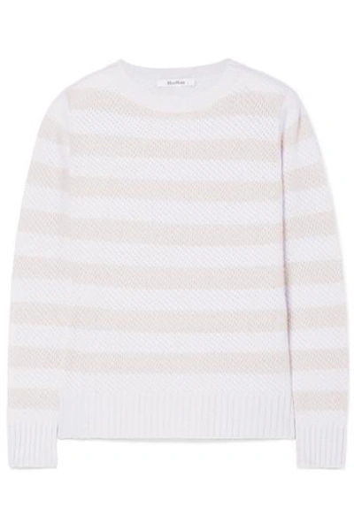 Shop Max Mara Ulisse Striped Cashmere Sweater In Beige