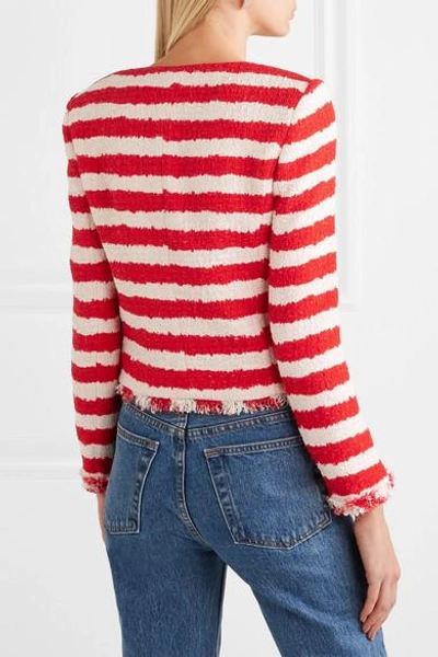 Shop Alice And Olivia Stanton Striped Tweed Jacket In Red
