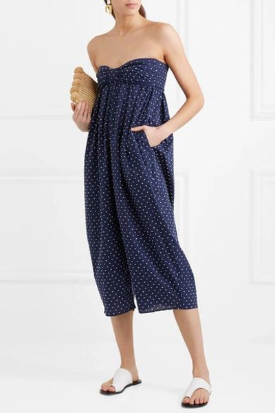 Shop Marysia Leo Corillo Embroidered Cotton-voile Jumpsuit In Navy