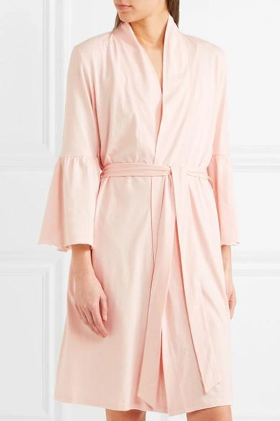 Shop Skin Lex Pima Cotton-jersey Robe In Pastel Pink