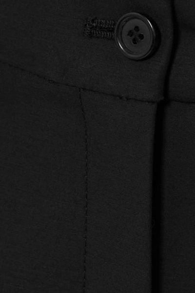 Shop Michael Kors Samantha Cropped Cotton-blend Straight-leg Pants In Black