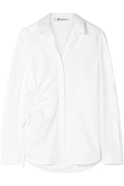Shop Alexander Wang T Cutout Cotton-poplin Shirt In White