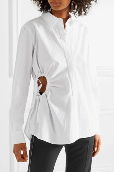 Shop Alexander Wang T Cutout Cotton-poplin Shirt In White