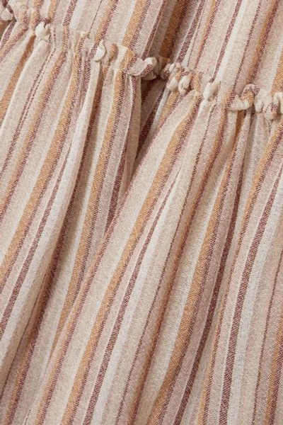 Shop See By Chloé Rope-trimmed Tiered Striped Gauze Dress In Neutral