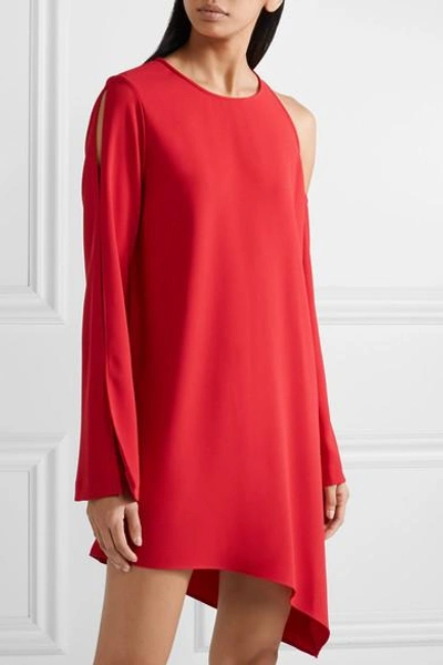 Shop Iro Awati Asymmetric Cutout Crepe Mini Dress In Red