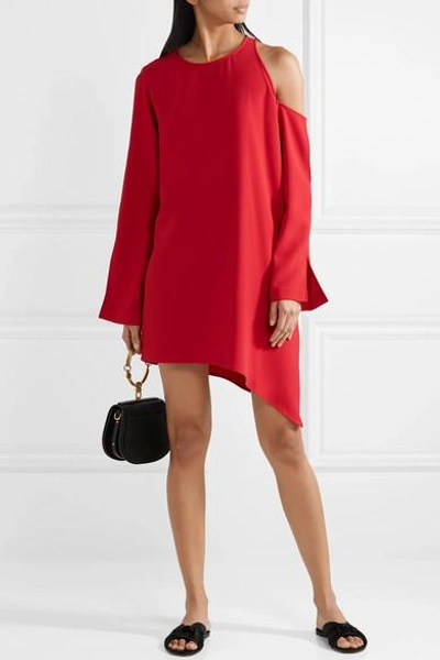 Shop Iro Awati Asymmetric Cutout Crepe Mini Dress In Red
