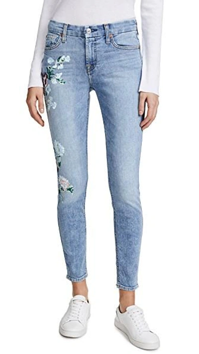 Shop 7 For All Mankind The Floral Painted Ankle Skinny Jeans In Radiant Wythe With Floral
