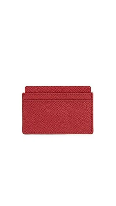 Shop Smythson Panama Flat Card Holder In Red
