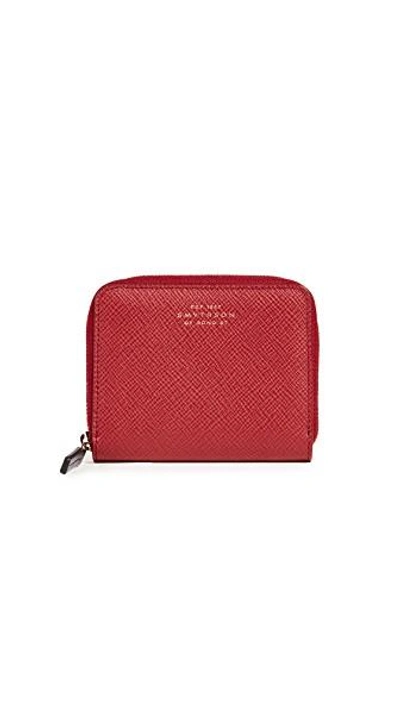 Shop Smythson Panama Zip Coin Purse In Red