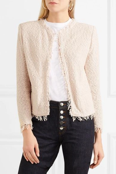 Shop Iro Shavani Frayed Cotton-blend Bouclé Jacket In Blush