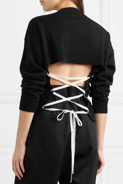 Shop Jil Sander Open Back Lace-up Cashmere Sweater In Black