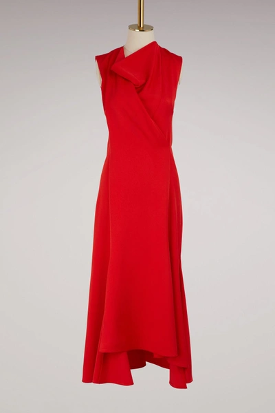 Shop Victoria Beckham Sleeveless Midi Dress In Red Candy