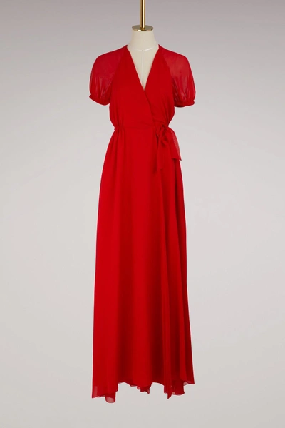 Shop Lanvin Georgette Long Dress In Red