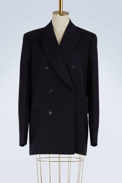 Shop Victoria Beckham Double-breasted Jacket In Navy/black