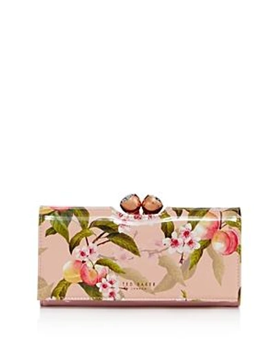 Shop Ted Baker Georgia Peach Blossom Bobble Matinee Wallet In Light Pink Multi/rose Gold