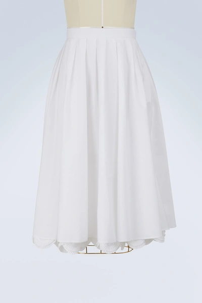 Shop Prada Pleated Midi Skirt In White