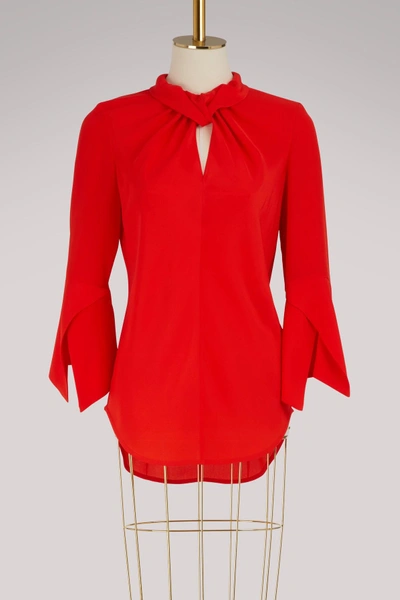Shop Victoria Beckham Cropped-sleeve Top In Red Candy
