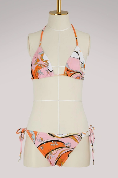 Shop Emilio Pucci Nastri Bikini In Rosa/arancio