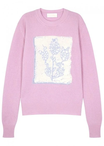 Shop Peter Pilotto Lilac Flower Motif Wool Blend Jumper