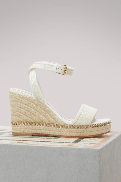 Shop Lanvin Wedge Sandales With Chain In Ivoire