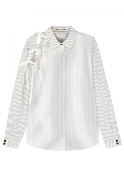 Shop Sandy Liang Lena Tie-embellished Poplin Shirt In Cream