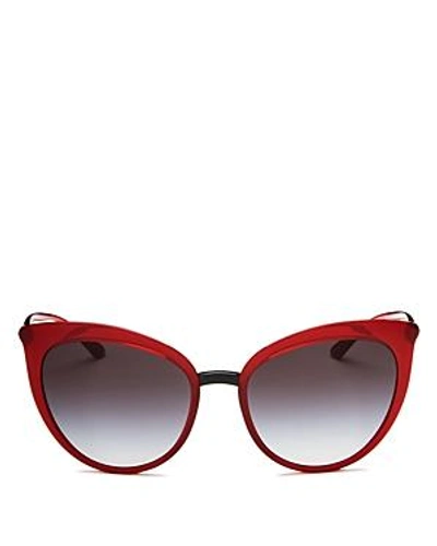 Shop Dolce & Gabbana Cat Eye Sunglasses, 55mm In Transparent Bordeaux/gray Gradient