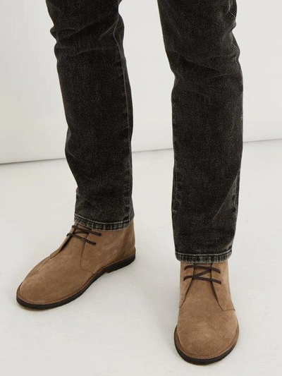 Saint Laurent Oran Suede Desert Boots In Taupe-brown | ModeSens