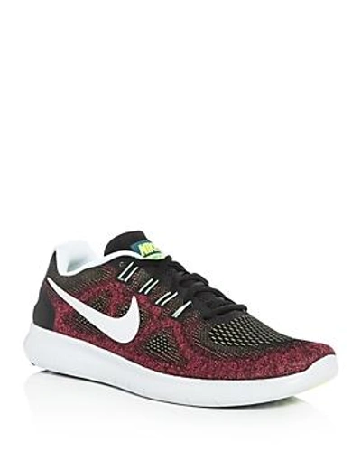 Shop Nike Men's Free Rn 2017 Lace Up Sneakers In Black/red