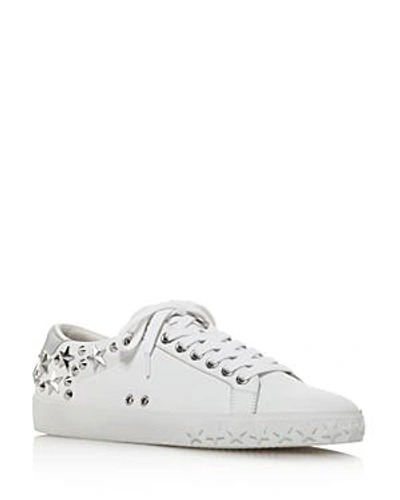 Shop Ash Women's Dazed Star Studded Leather Lace Up Sneakers In White/silver