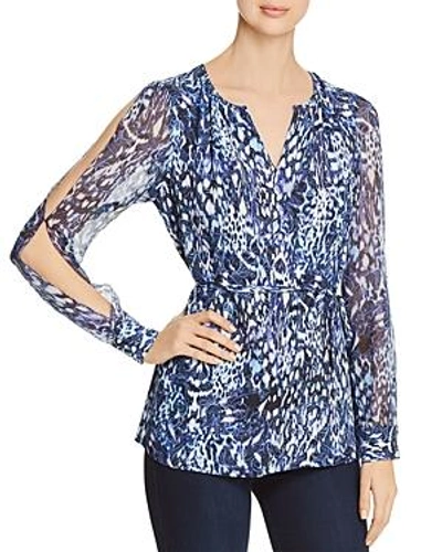 Shop Elie Tahari Lilo Split-sleeve Blouse - 100% Exclusive In Admiral Navy