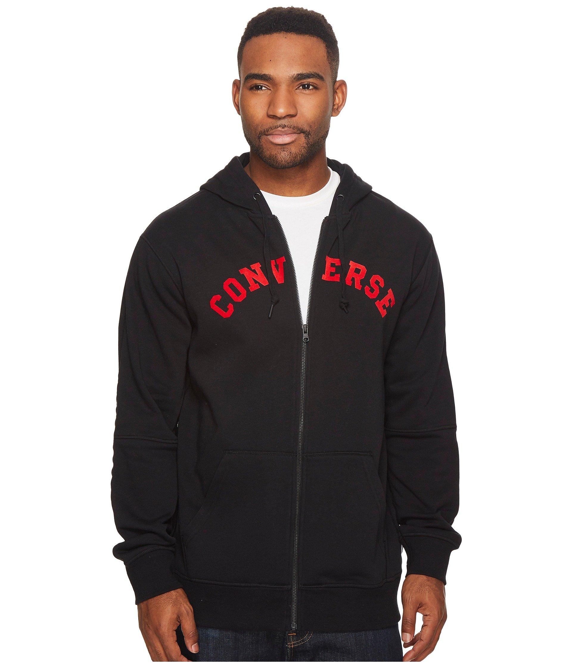 Converse Quilted Panel Full Zip Hoodie In Black | ModeSens